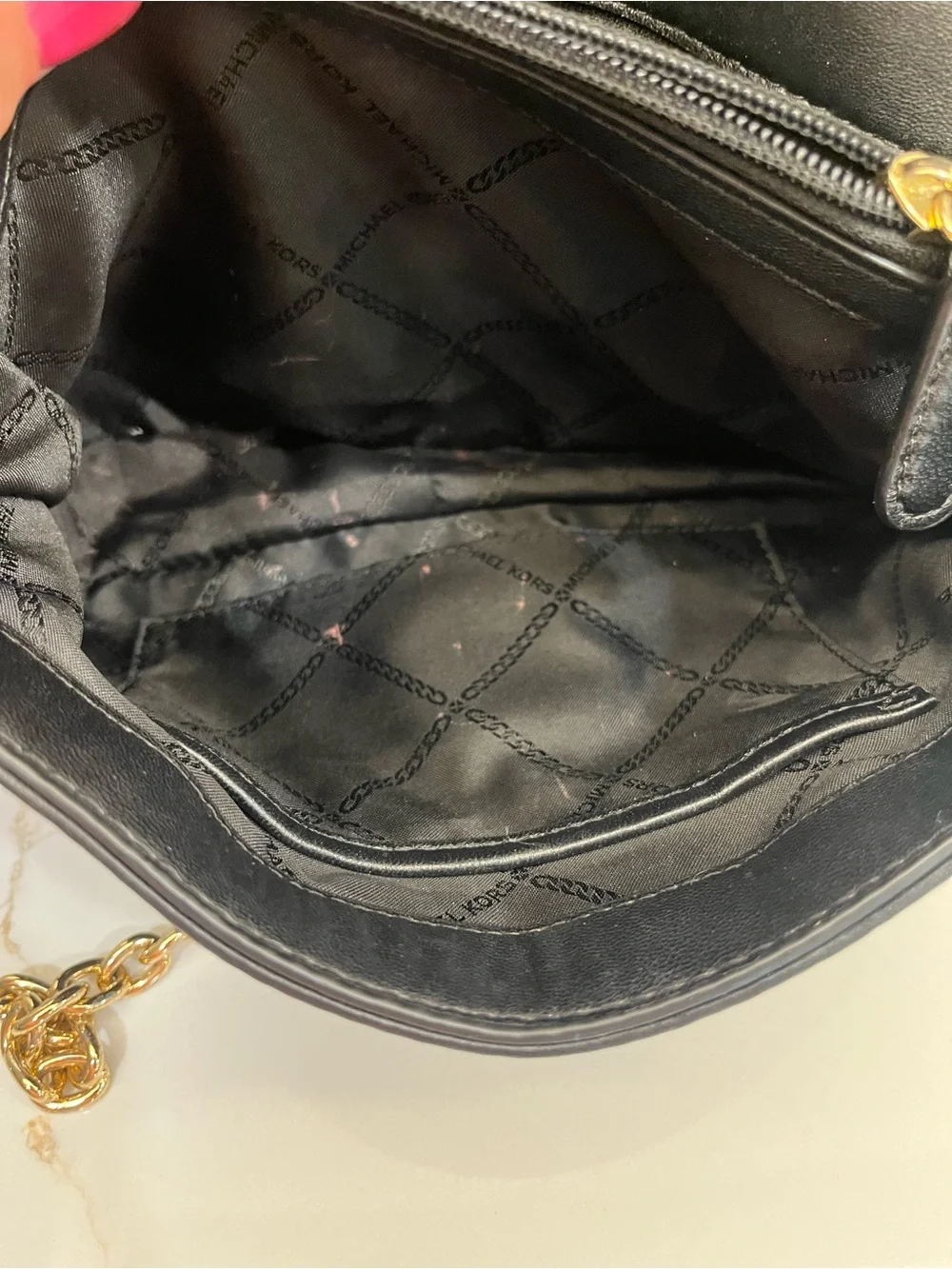 Michael Kors Soho Large Black Quilted Leather Shoulder Bag Gold Chain